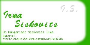 irma siskovits business card